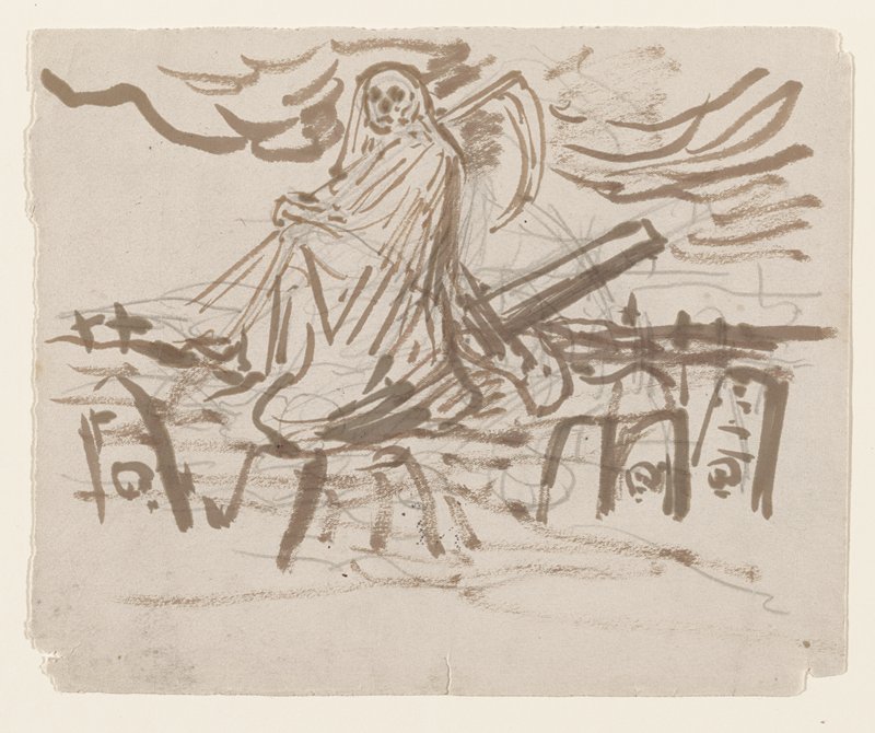 Grim Reaper Seated Among Headstones, Maximilien Luce, c. 1916–18