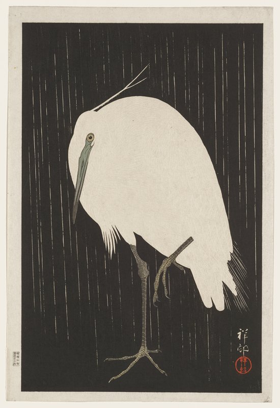 Egret in Rain, Ohara Shōson, 1928