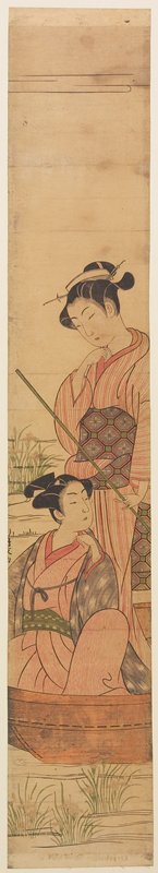 Young Couple in a Boat Beneath the Moon, Uchimasa 内政, c. 1770–72