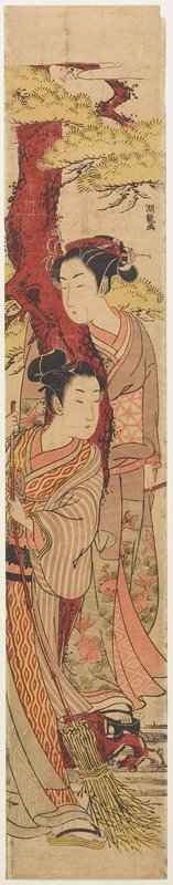 Lovers Under a Pine Tree with Broom, Isoda Koryūsai, c. 1771