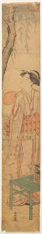 Courtesan Cooling under a Willow Tree, Katsukawa Shunchō, 18th century