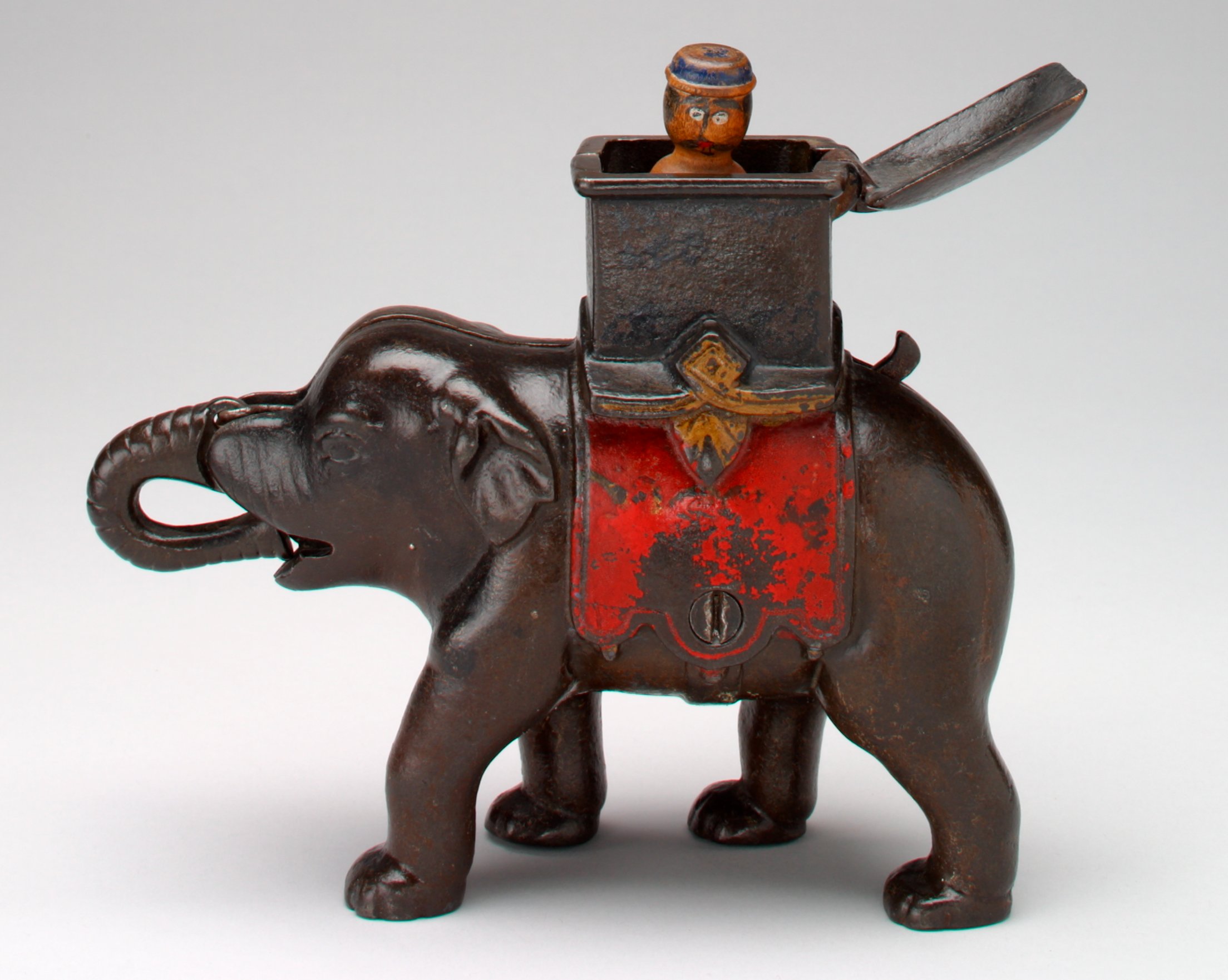 Elephant Howdah (Man Pops Out) mechanical bank, Enterprise