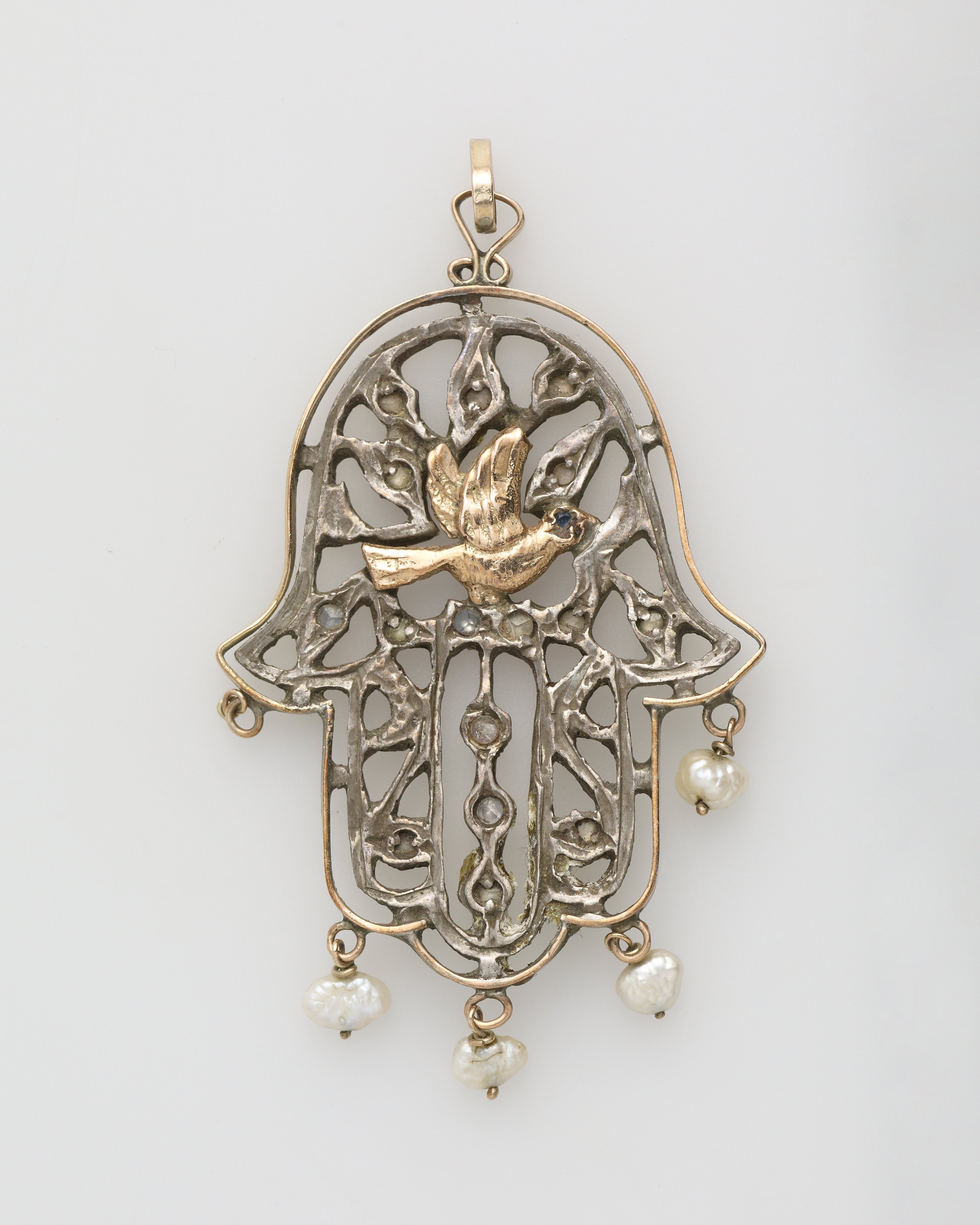 10 KローズゴールドHamsa Hand with Star of DavidダイヤモンドCenteredペンダント : Middle Eastern Jewelry 10k Rose Gold Hamsa Hand With