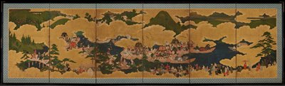 Dokumentasi “Hiyoshi Taisha Sannō Festival”; Six-panel folding screen, ink, color, gold, and gold leaf on paper. Minneapolis Institute of Art.