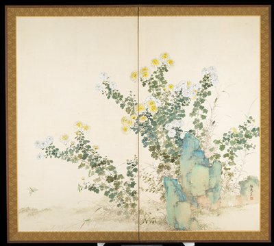 Fall [right of a pair of Flowers and Insects of Spring and Fall], Yamamoto Baiitsu, mid 19th century