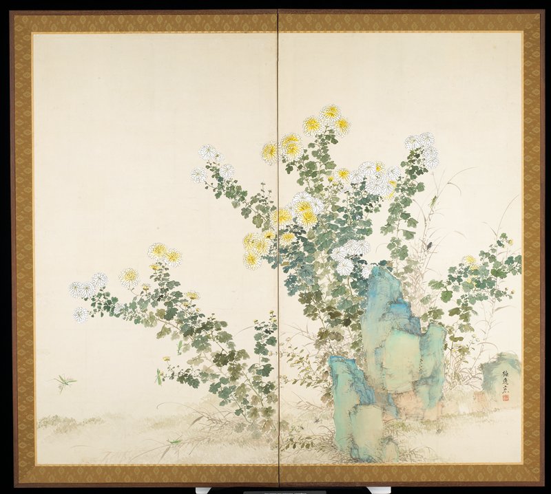 Fall [right of a pair of Flowers and Insects of Spring and Fall], Yamamoto Baiitsu, mid 19th century