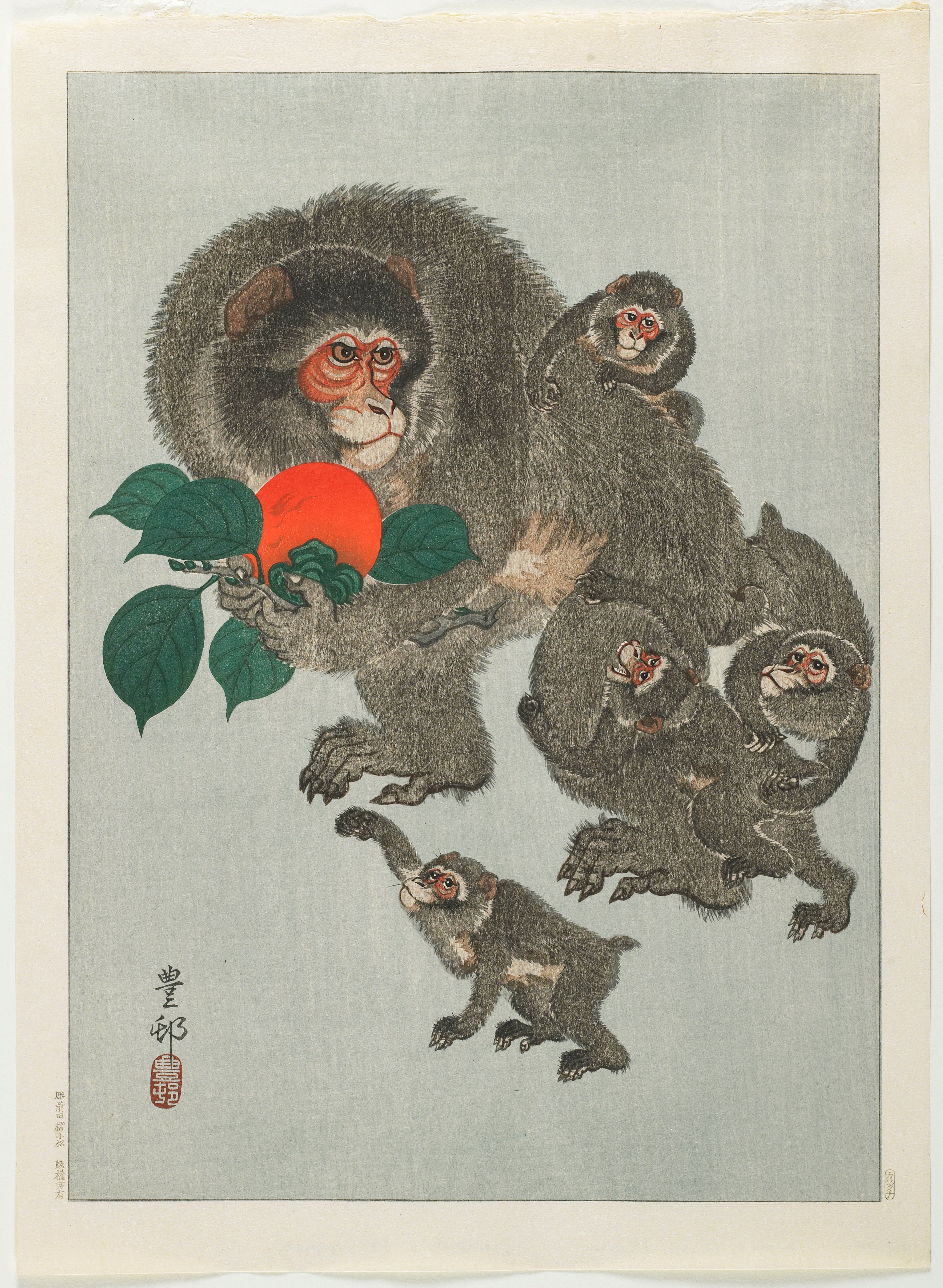 Monkeys and Persimmon, Ohara Shōson; Publisher: Kawaguchi Jirō