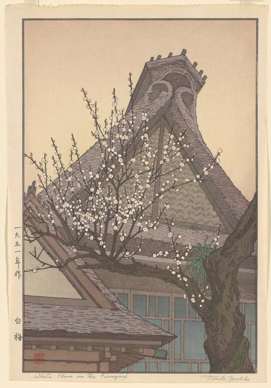 White Plum in the Farmyard, Yoshida Tōshi, 1951
