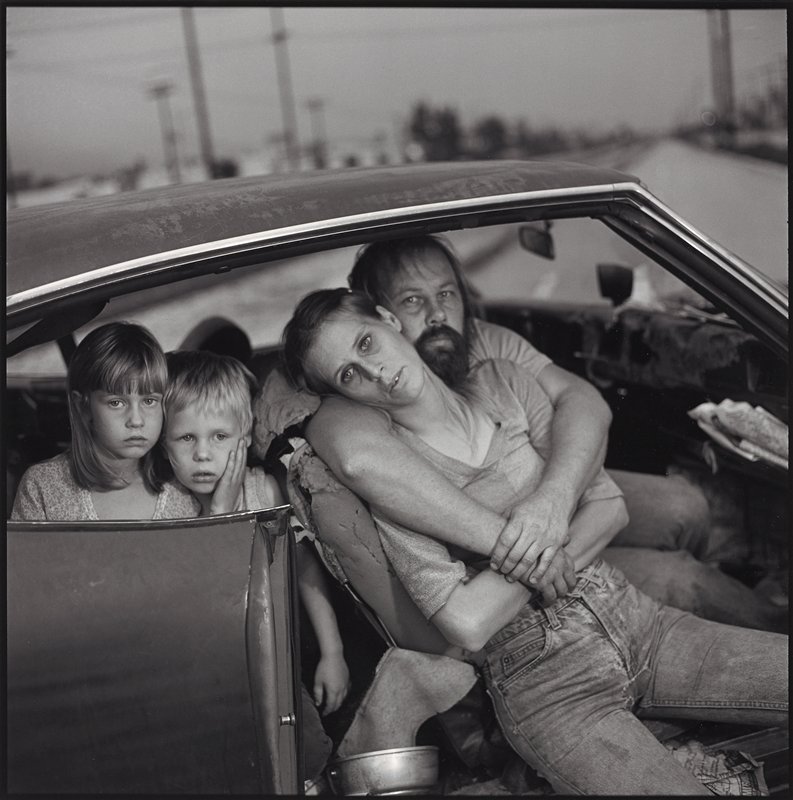 Homeless Damm Family in Their Car, Los Angeles, California, Mary Ellen Mark, 1987