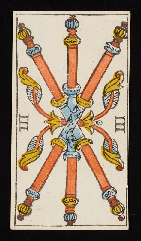 Three of Batons, Claude Burdel, 1751