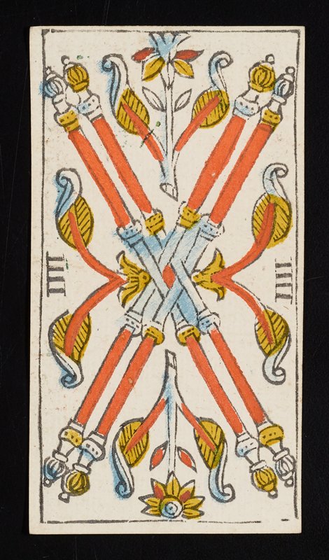 Four of Batons, Claude Burdel, 1751