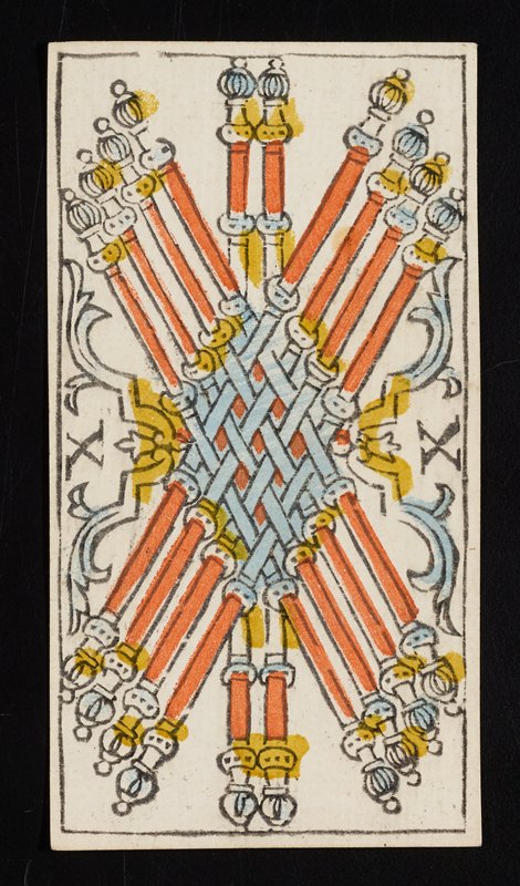 Ten of Batons, Claude Burdel, 1751