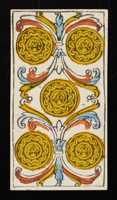 Five of Coins, Claude Burdel, 1751