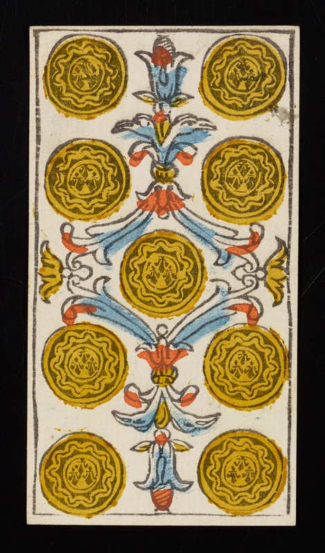 Nine of Coins, Claude Burdel, 1751