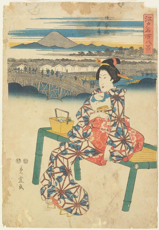Evening View at Nihonbashi, Utagawa Hiroshige II, 1851
