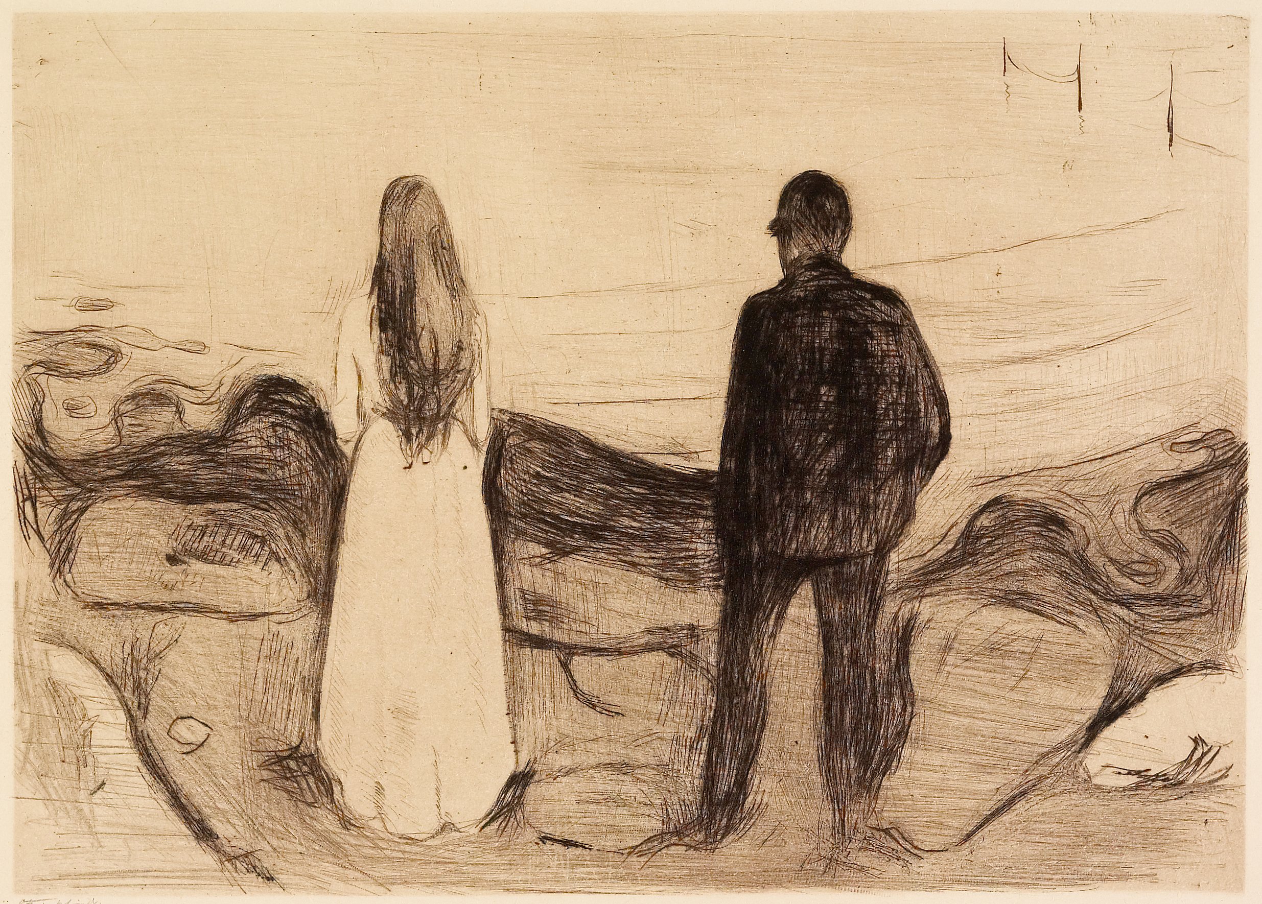 Two Human Beings, The Lonely Ones, Edvard Munch; Printer: Otto