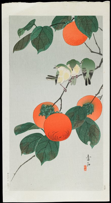 Persimmon and Birds, Komori Soseki, c. 1928–1930