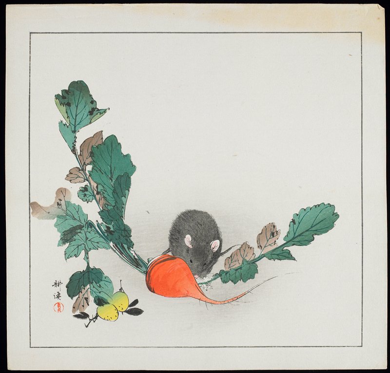 Mouse and radish, Tsukioka Kōgyo, c. 1928–1930
