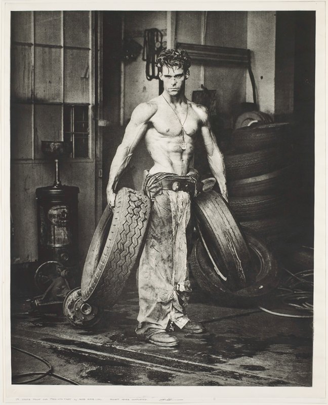 90s HERB RITTS FRED WITH TIRES Tシャツ Vintage Herb Ritts photography shirt! “Fred with tires