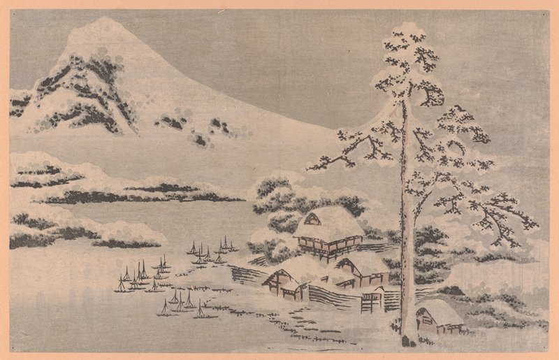 Seaside Village in Snow by Katsushika Hokusai
