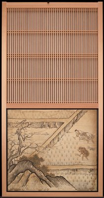 Spring [left from the set Rice Farming in the Four Seasons], Attributed to Kano Sanraku, 1620s