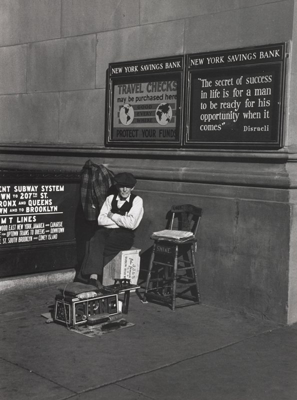 Shoeshine man, New York City, Arthur Rothstein, 1937 (printed 1981)