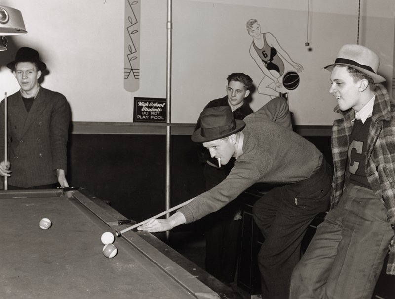 Pool hall, Culp, Illinois, Arthur Rothstein, 1940 (printed 1981)