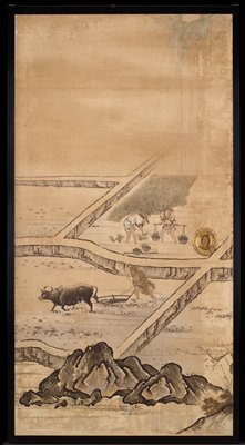 Winter [right from the set Rice Farming in the Four Seasons], Attributed to Kano Sanraku, 1620s