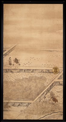Fall [center left from the set Rice Farming in the Four Seasons], Attributed to Kano Sanraku, 1620s