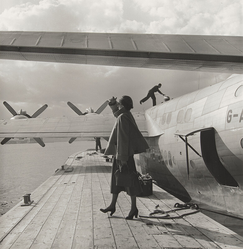 Fashion Assignment on a Seaplane, Sicily, Lee Miller, 1949
