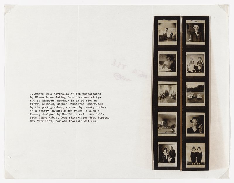 Portfolio prospectus, Diane Arbus, 1970