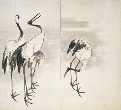 Family of Cranes [left of a pair], Nagasawa Rosetsu, c. 1787