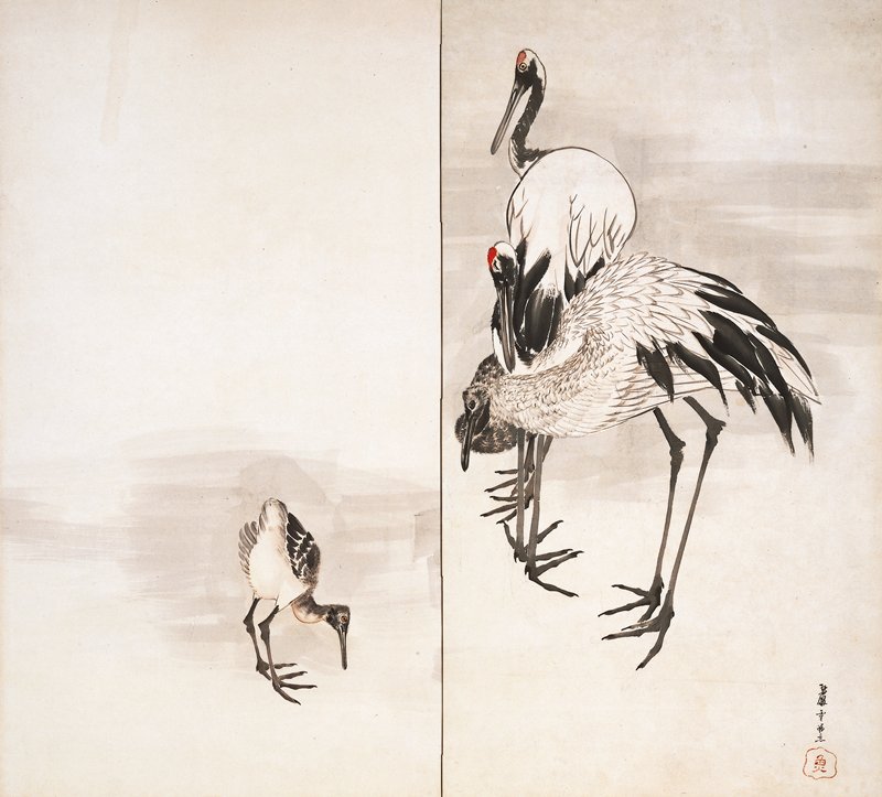 Family of Cranes [right of a pair], Nagasawa Rosetsu, c. 1787