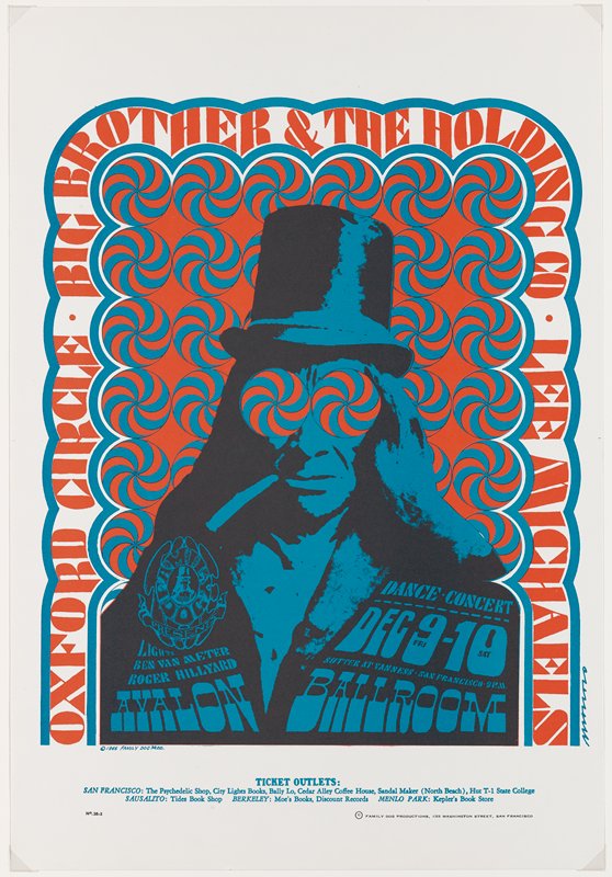Indian with the Swirling Eyes, Big Brother & the Holding Company, Oxford Circle, Lee Michaels, December 9-10, Avalon Ballroom, Victor Moscoso, 1966