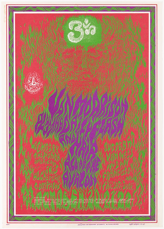 Ohm, Van Morrison, Daily Flash, Hair, Avalon Ballroom, October 20-22, 1967, Wes Wilson, 1967