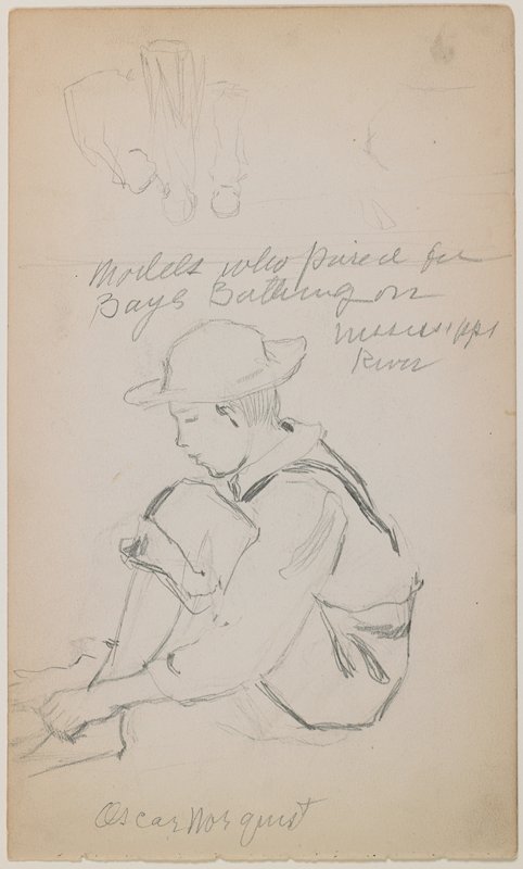 Study for Boys Bathing and Study of a Horse, Alexander Grinager, c. 1894