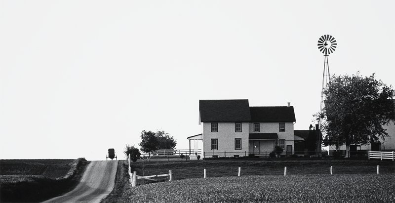 Buggy and Farmhouse with Windmill, Lancaster, Pennsylvania, George A. Tice, 1965 (printed 1988)