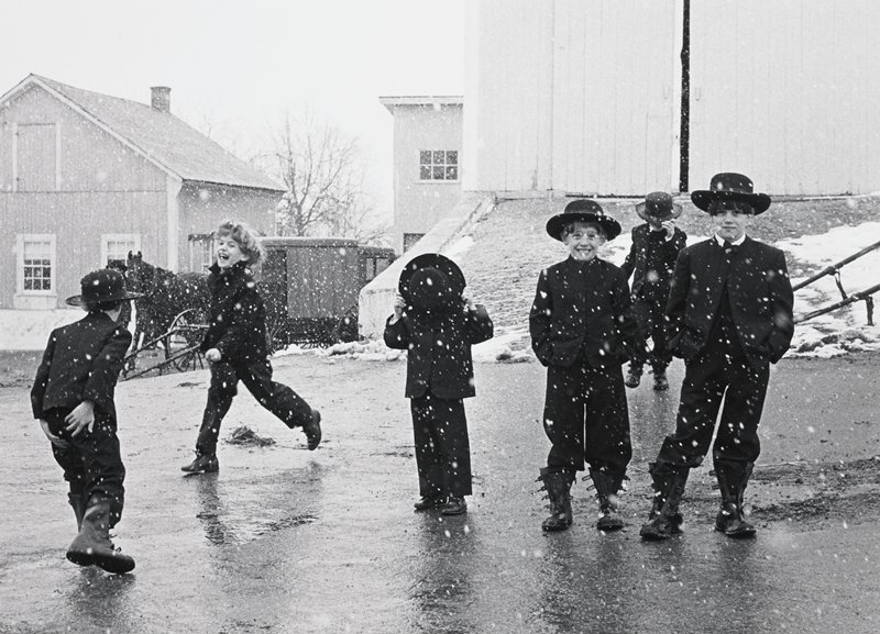 Amish Children Playing in Snow, Lancaster, Pennsylvania, George A. Tice, 1969