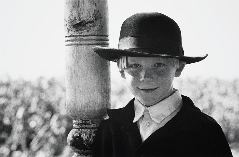 Amish Boy Leaning on Post, Lancaster, Pennsylvania, George A. Tice, 1968 (printed 1988)