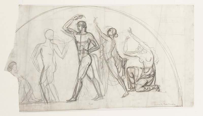 Architectural Arch Study with Five Figures, Paul Manship, c. 1935