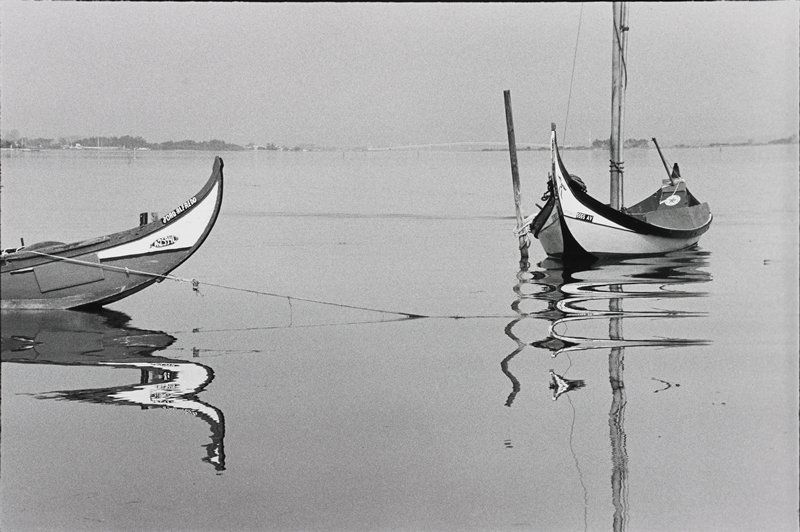 Fishing Boats with Reflections, Aveiro River, Portugal, Frederick B. Scheel, October 23, 2001