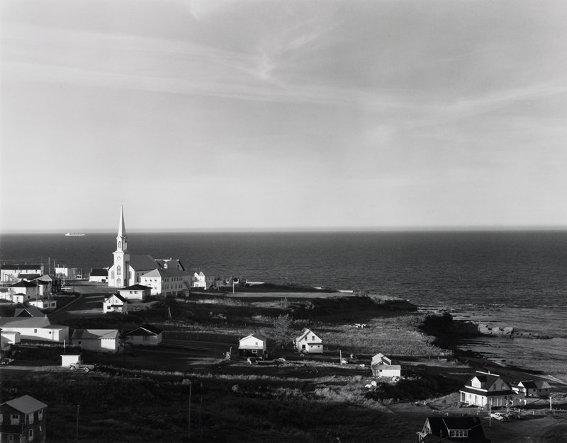 L'Eschourie, Gaspé at Evening with Freighter, Frederick B. Scheel, September 25, 1977