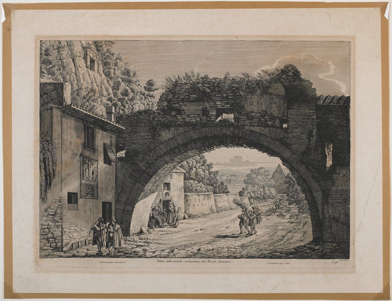 Veduta delle antiche sostrurioni del Monte Aventino, Luigi Rossini, 1823