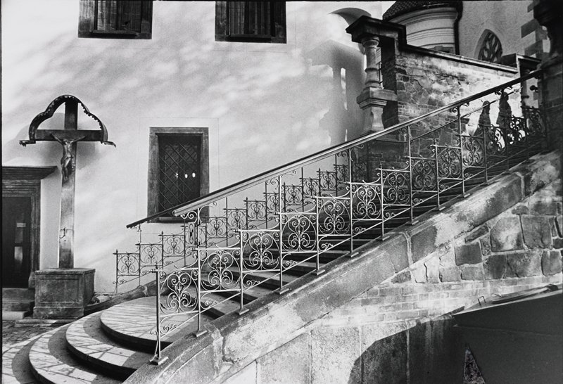 Stairs St. Vitus Cathedral, Czeský, Krumlov, Czech Republic, Frederick B. Scheel, October 20, 2000