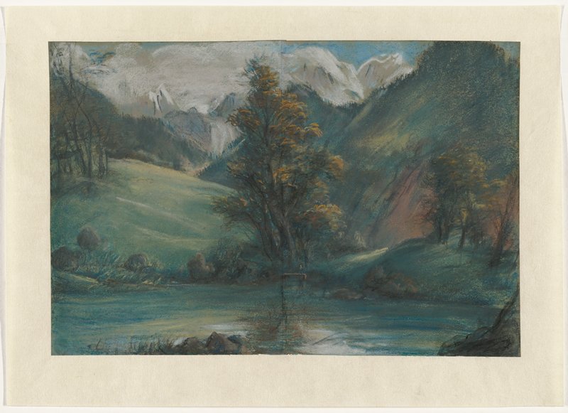 Vue du lac de Challes et du Mont Blanc (View of the Lake of