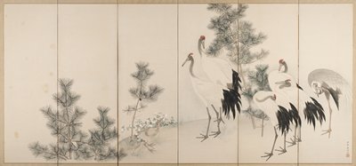 Cranes [right of a pair of Cranes and Tortoises], Komai Genki, c. 1780