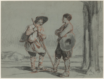 Dokumentasi “The Meeting”; Black, red, and white chalk on blue paper. Minneapolis Institute of Art.