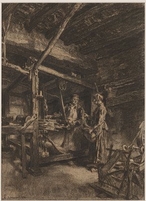 Dokumentasi “The Weaver (Le tisserand)”; Charcoal highlighted with white chalk. Minneapolis Institute of Art.