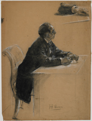 Dokumentasi “Study for The Civil Marriage”; Black chalk heightened with white chalk on tan wove paper. Minneapolis Institute of Art.