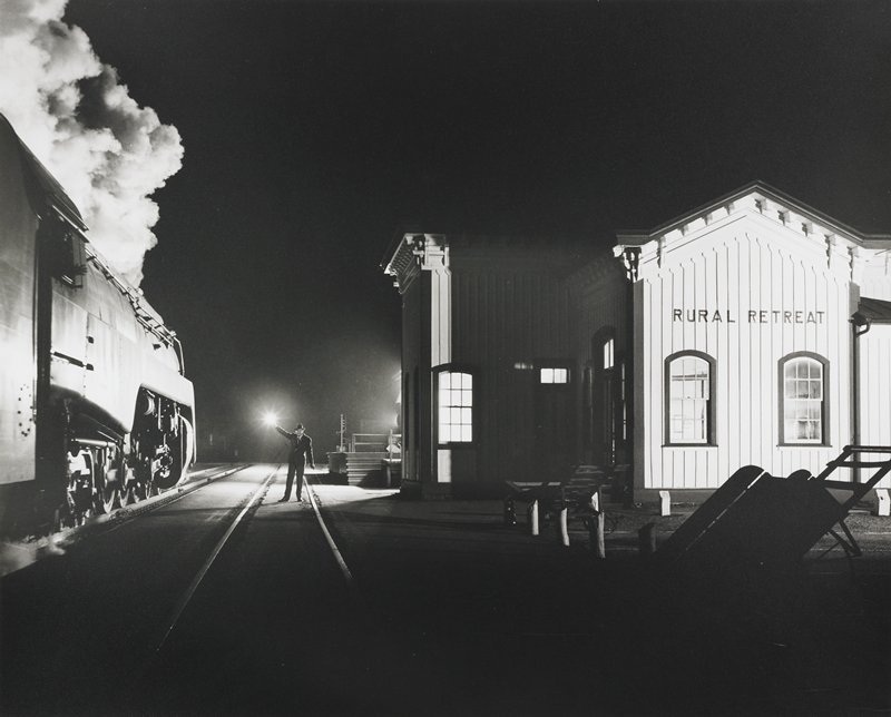 Train No. 17, the Birmingham Special, Moving West, Gets a Highball at Rural Retreat, Viginia, O. Winston Link, 1957 (printed 1998)